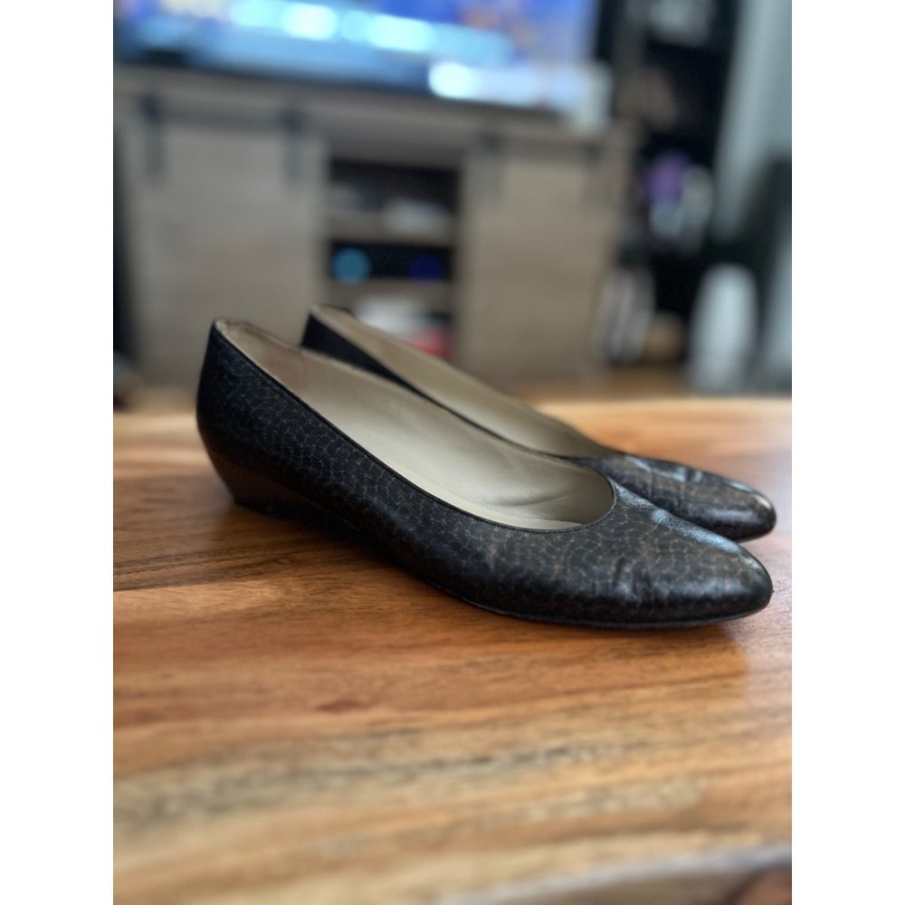 Salvatore Ferragamo Womens 7.5AA Vintage Brown Leather Wedge Pumps Italy DE 988